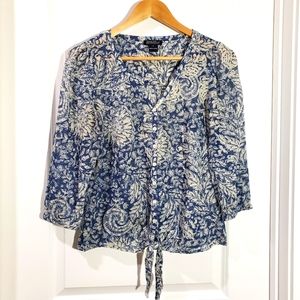 Lucky Brand size S blue and white blouse